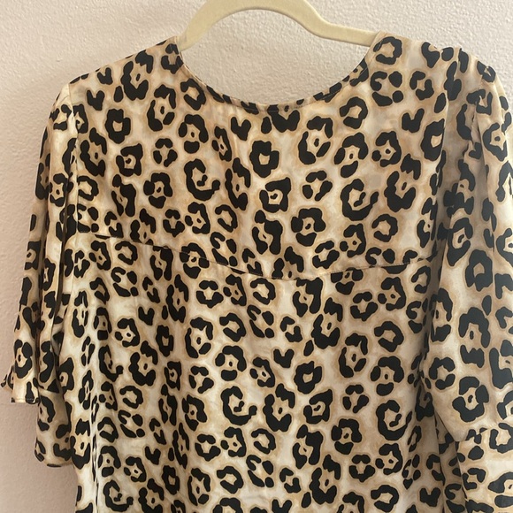 Sanctuary Womens Cheetah Top V Neck Short Sleeves Printed Elastic 1X - Picture 12 of 13